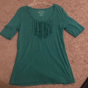 Green blue ruffle Sonoma blouse